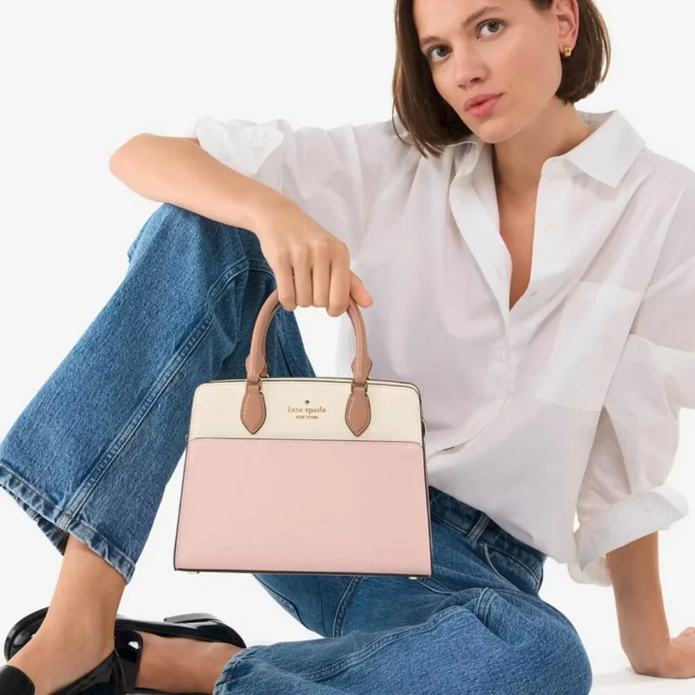 Kate Spade New York Madison Small Satchel Top Handle Crossbody - Rose Smoke - Picture 2 of 6